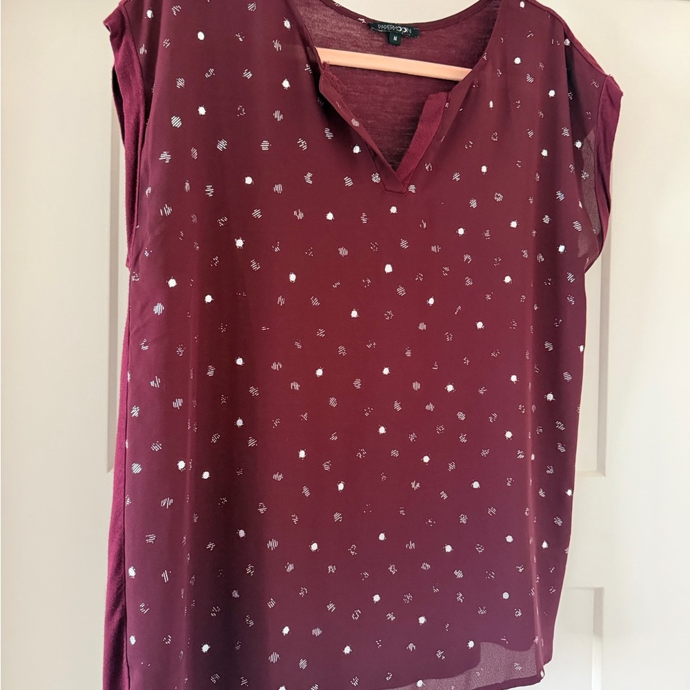 Elegant Burgundy Cap sleeved Top with Gold Details